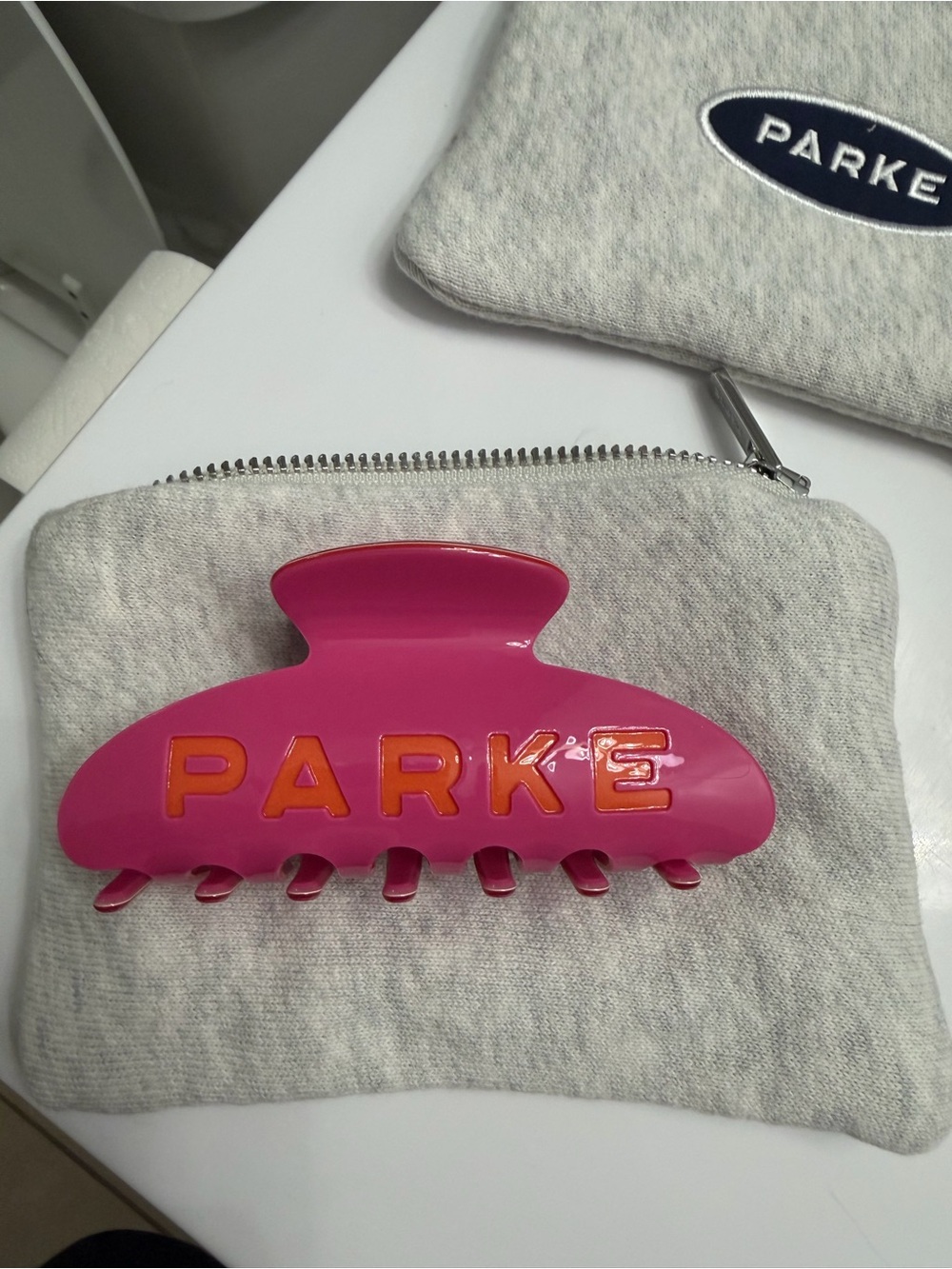 Parker Dunkin Hair Clip - Bright Pink with Orange Accents